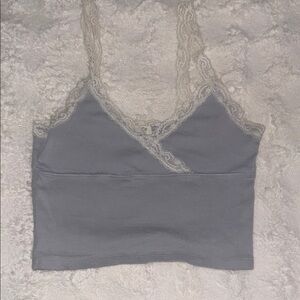 Brandy Melville Light Blue Lace Crop Top